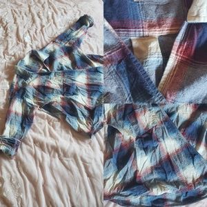 Plaid wrap cotton shirt